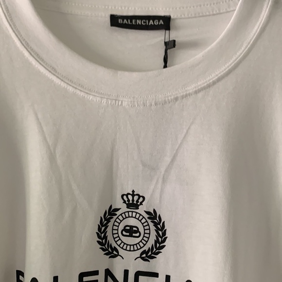 🆕 Balenciaga - Logo-Print Cotton-Jersey T-Shirt - White - Picture 4 of 9